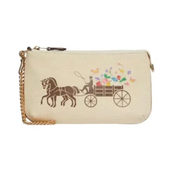 Coach Dreamy Veggie Horse and Carriage large zip wristlet - Picture 1 of 7